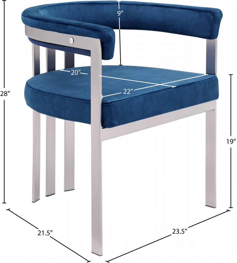 Chaise de salle à manger en velours pierre Marcello