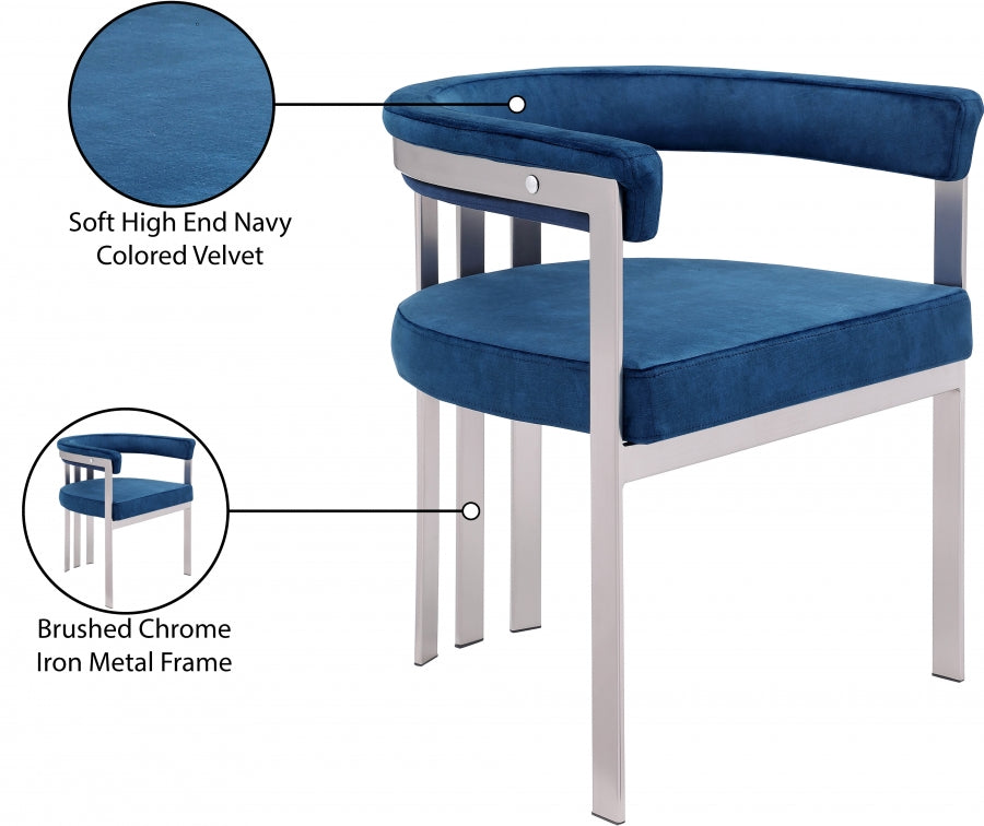 Chaise de salle à manger en velours pierre Marcello
