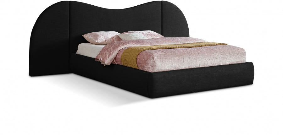 Lit King en tissu texturé en lin Everest