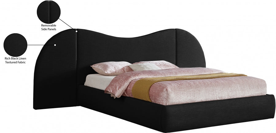 Lit King en tissu texturé en lin Everest