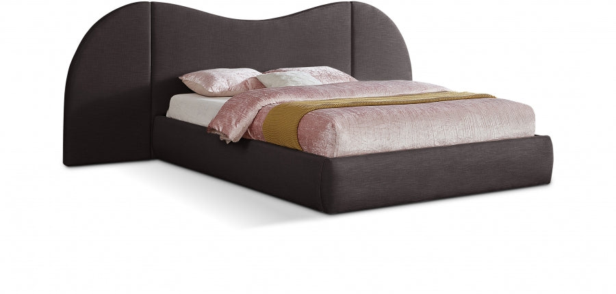 Lit King en tissu texturé en lin Everest