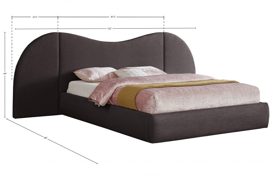 Lit King en tissu texturé en lin Everest
