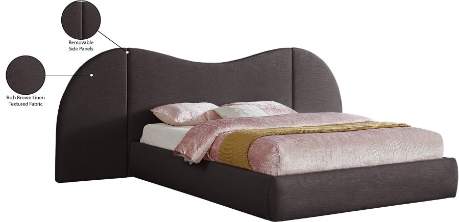 Lit King en tissu texturé en lin Everest