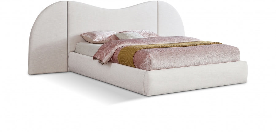 Lit King en tissu texturé en lin Everest