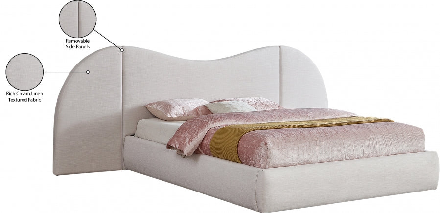 Lit King en tissu texturé en lin Everest