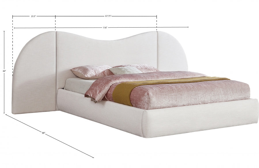 Lit queen en tissu texturé en lin Everest