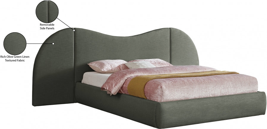 Lit King en tissu texturé en lin Everest