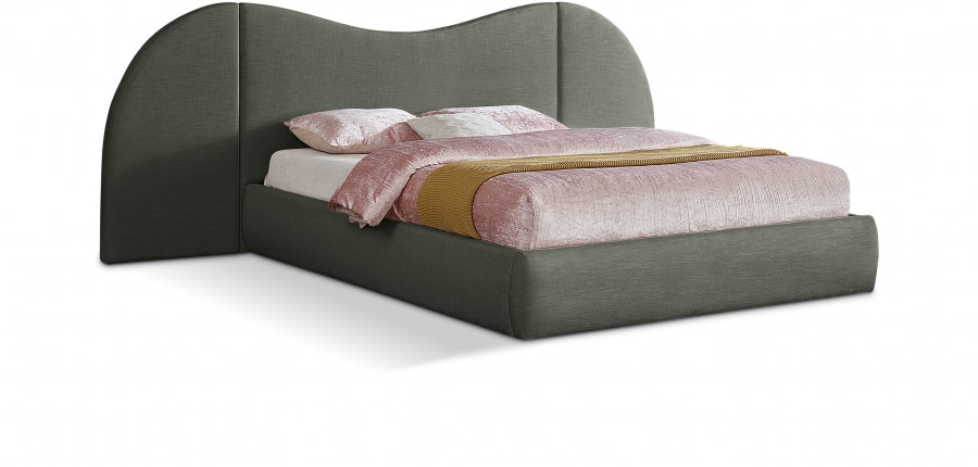 Lit queen en tissu texturé en lin Everest