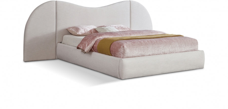 Lit King en tissu texturé en lin Everest
