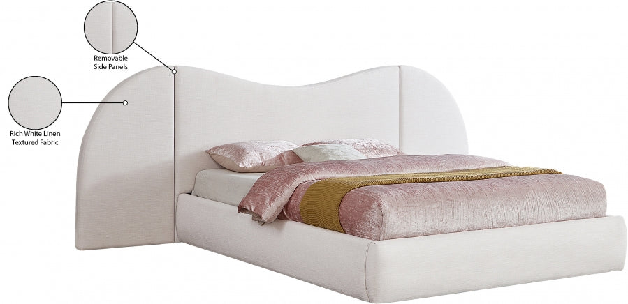 Lit King en tissu texturé en lin Everest