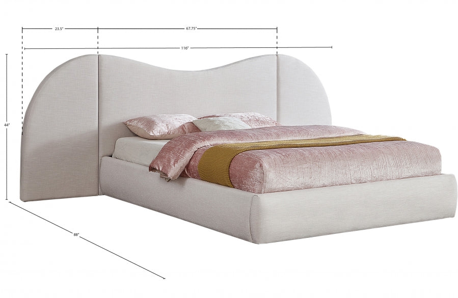 Lit queen en tissu texturé en lin Everest