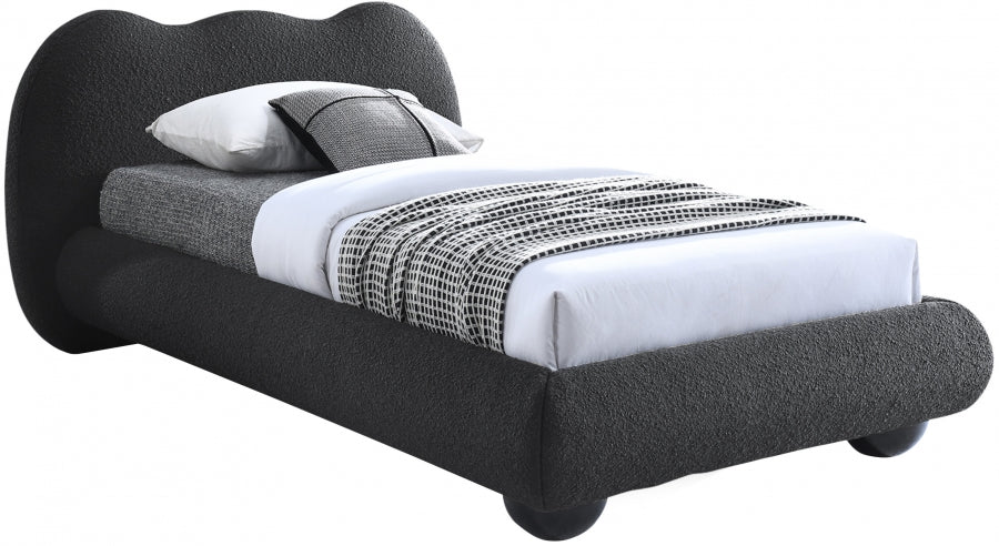 Lit simple en tissu bouclé Hyde