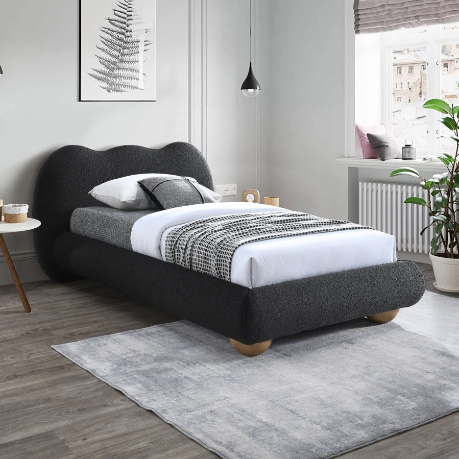 Lit simple en tissu bouclé Hyde
