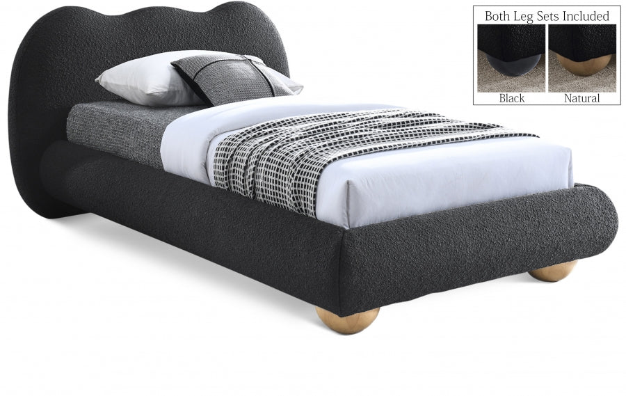 Lit simple en tissu bouclé Hyde
