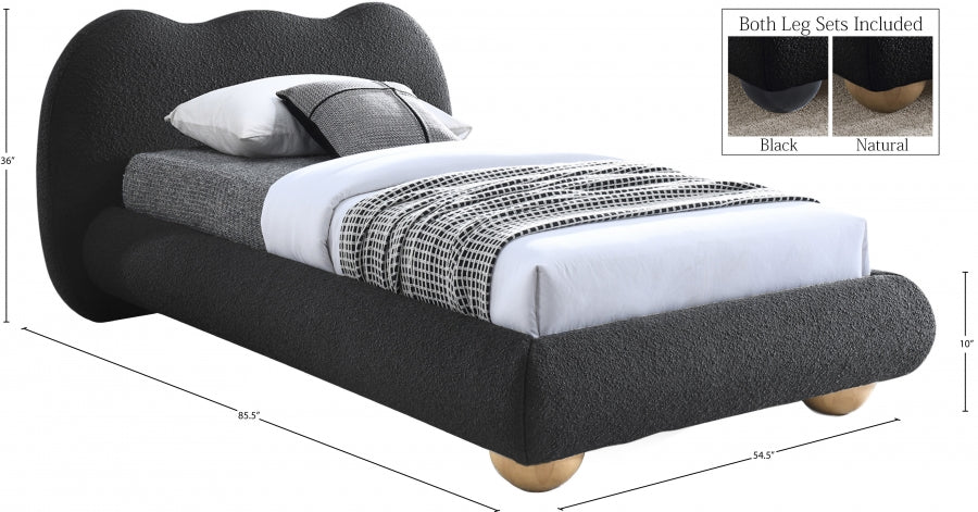 Lit simple en tissu bouclé Hyde