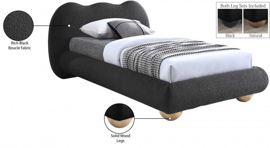Lit simple en tissu bouclé Hyde