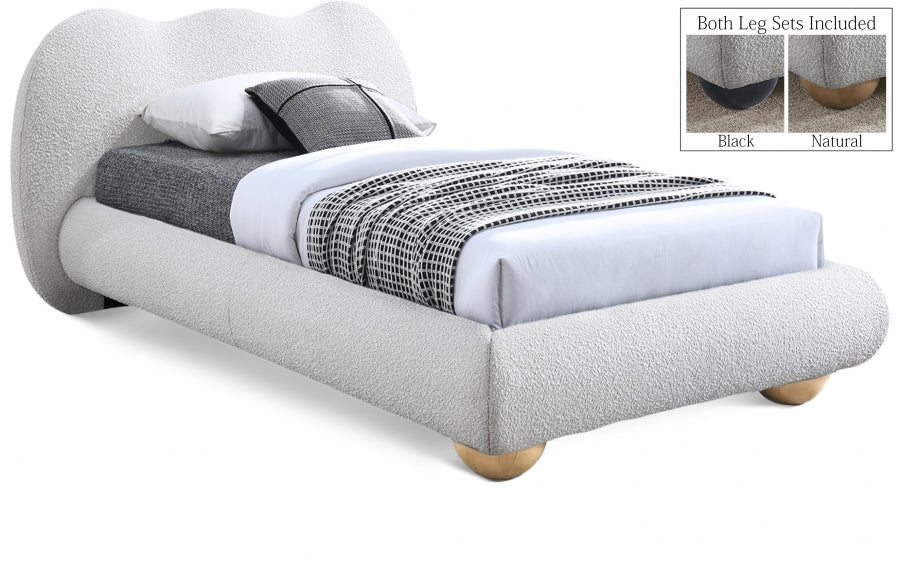 Lit simple en tissu bouclé Hyde
