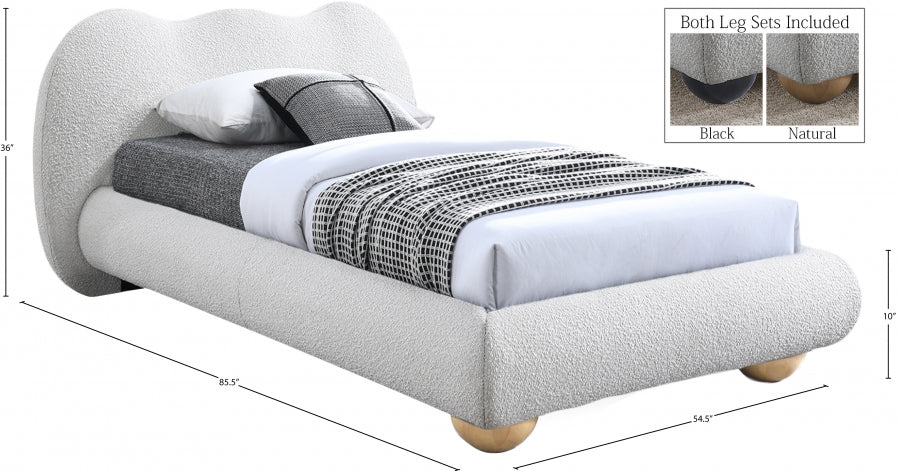 Lit simple en tissu bouclé Hyde