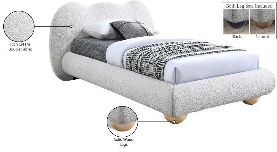 Lit simple en tissu bouclé Hyde