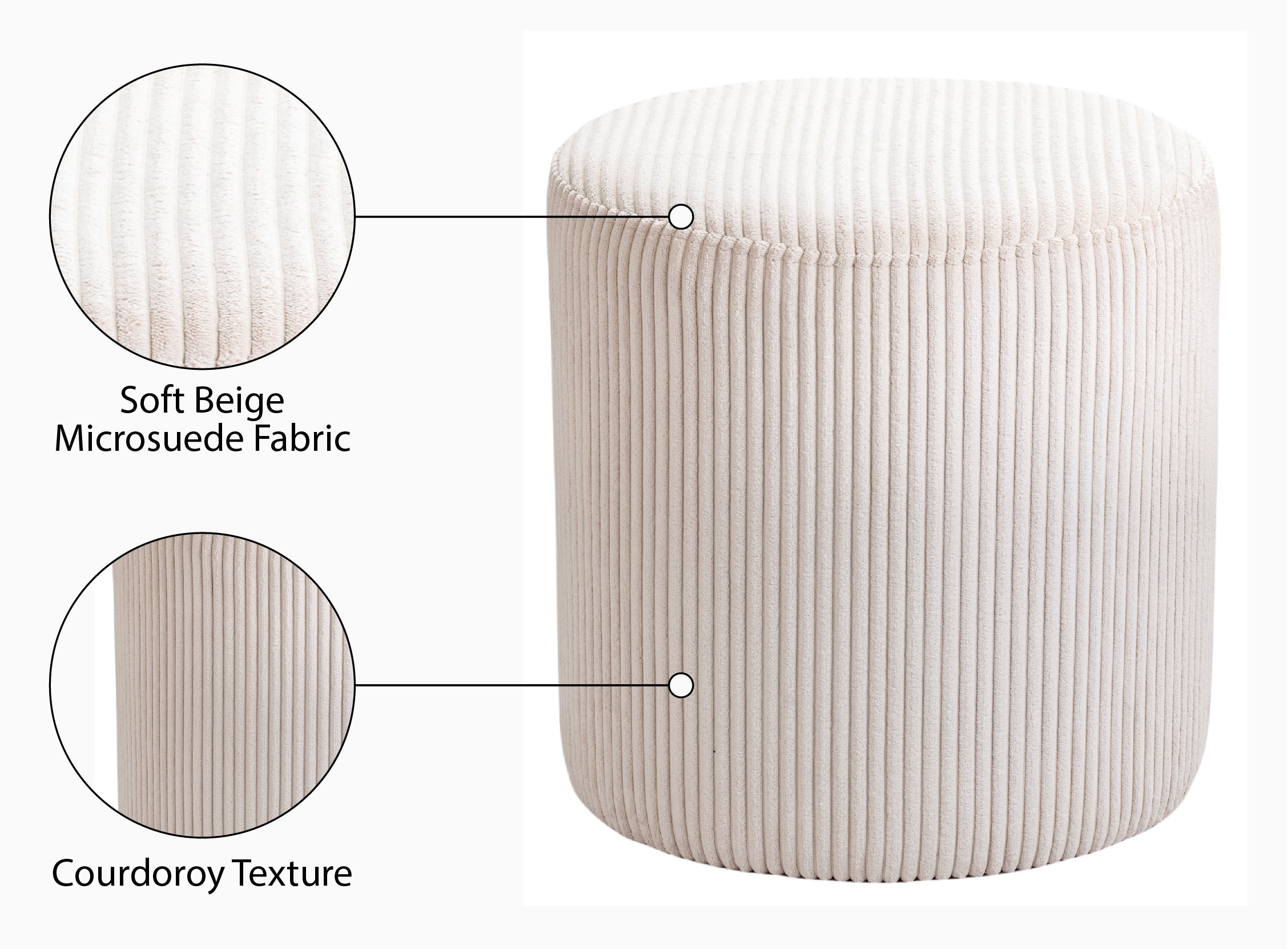 Pouf / tabouret en tissu microsuède Roy