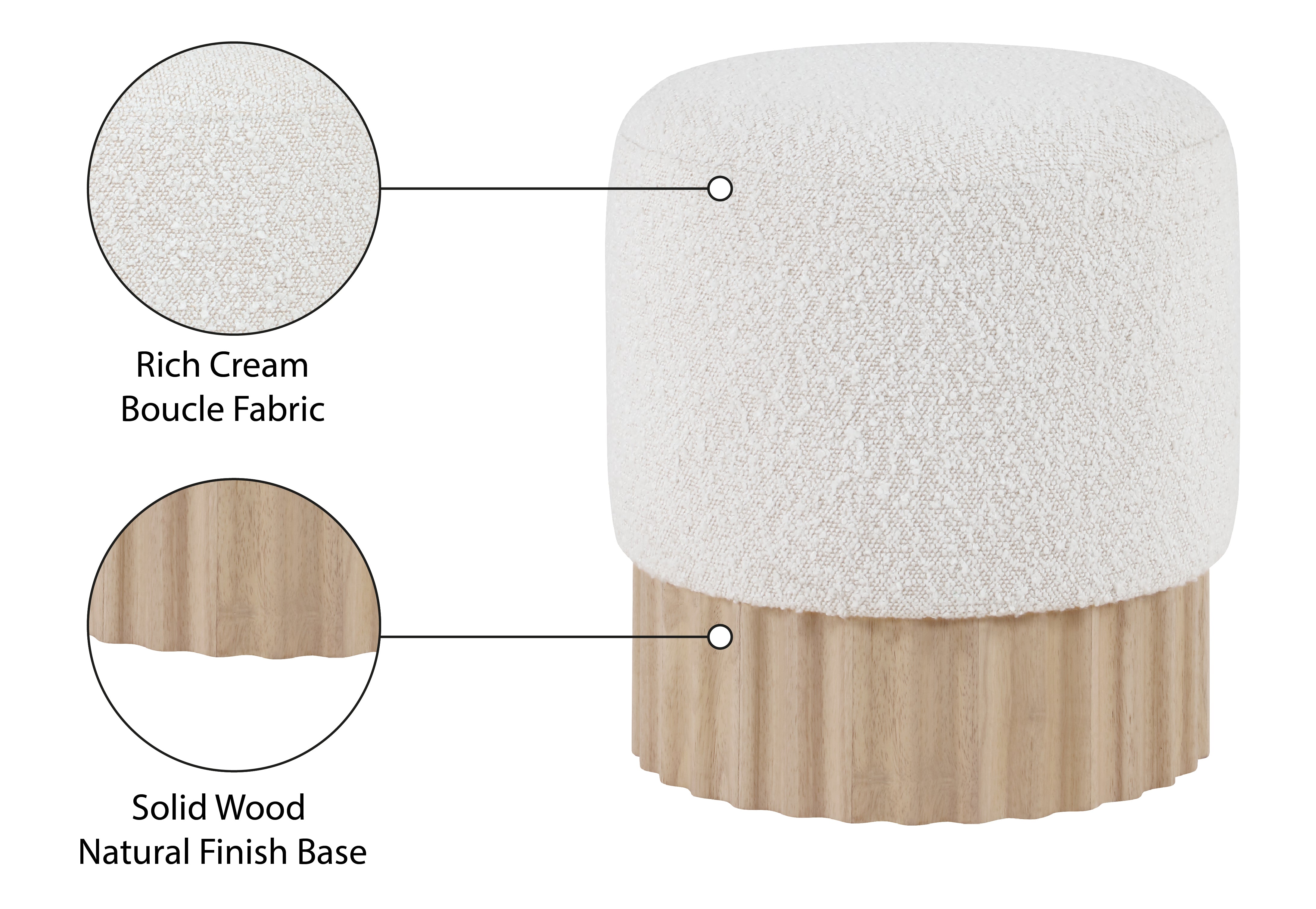 Pouf/tabouret en tissu boucle Veranda
