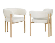 Chaises Belisse à dossier enveloppant | Tissu crème et fini chêne