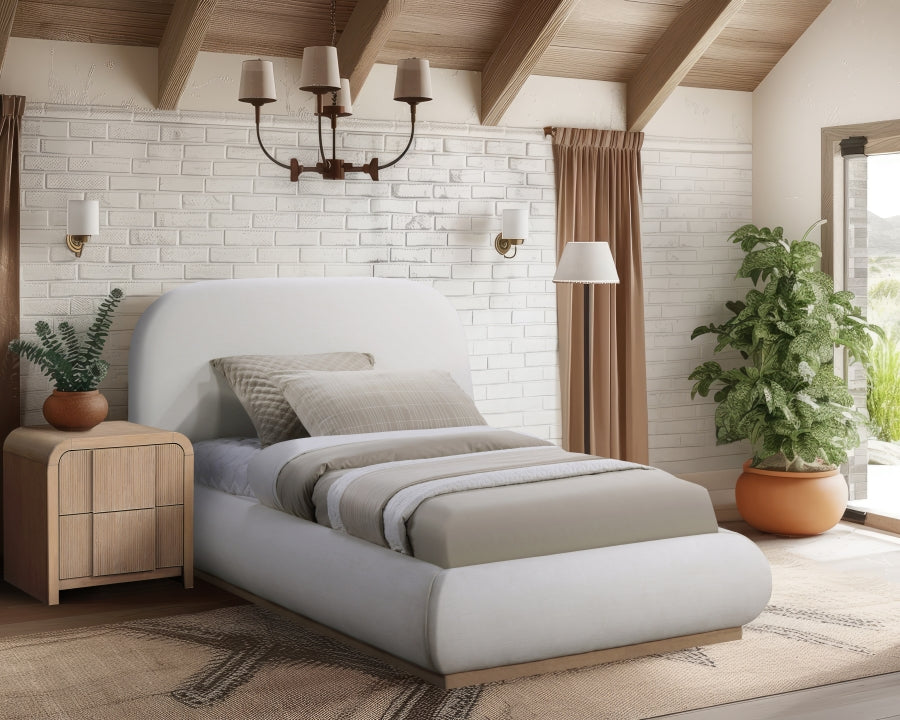 Lit simple en tissu texturé en lin Vaughn