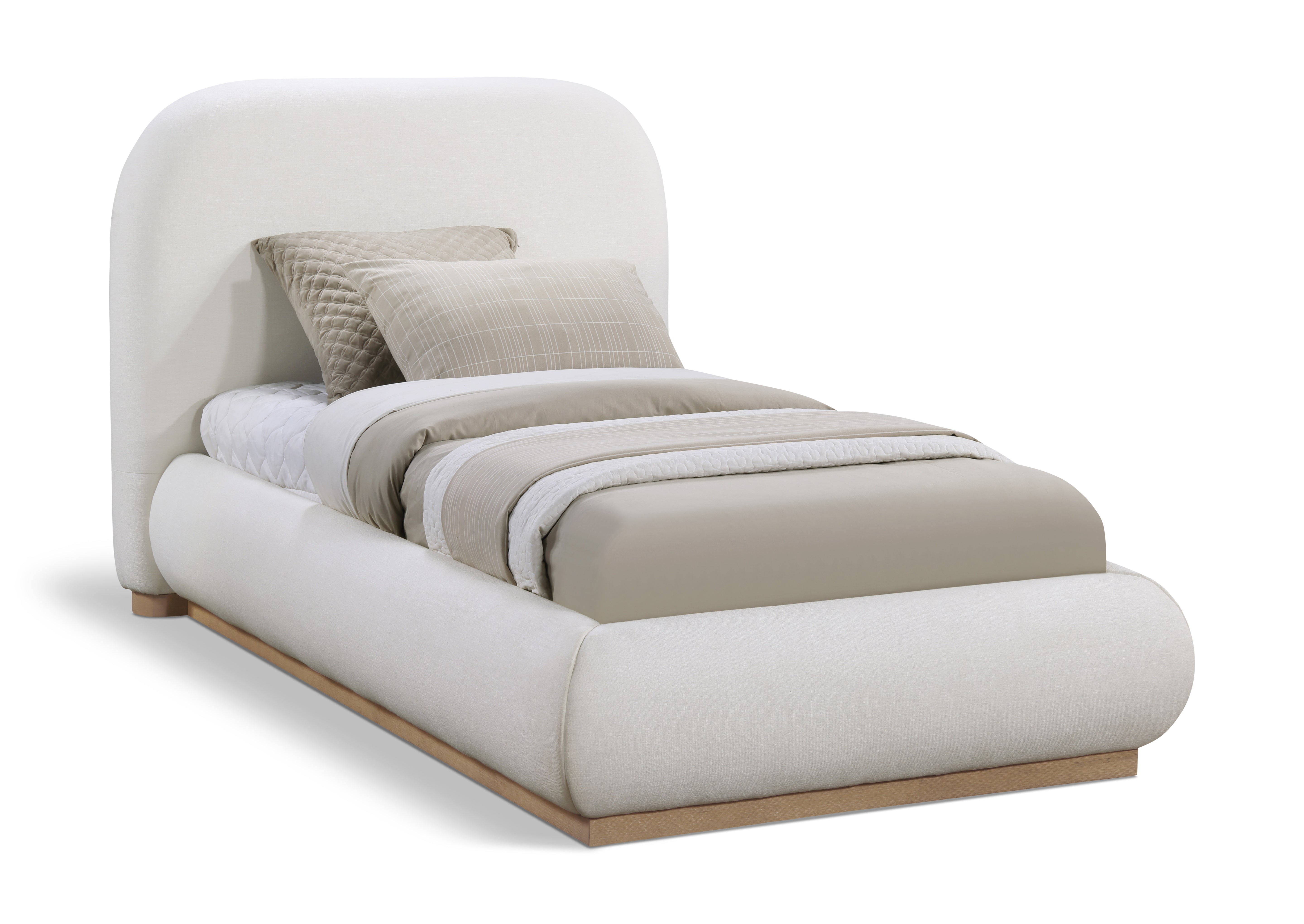 Lit simple en tissu texturé en lin Vaughn