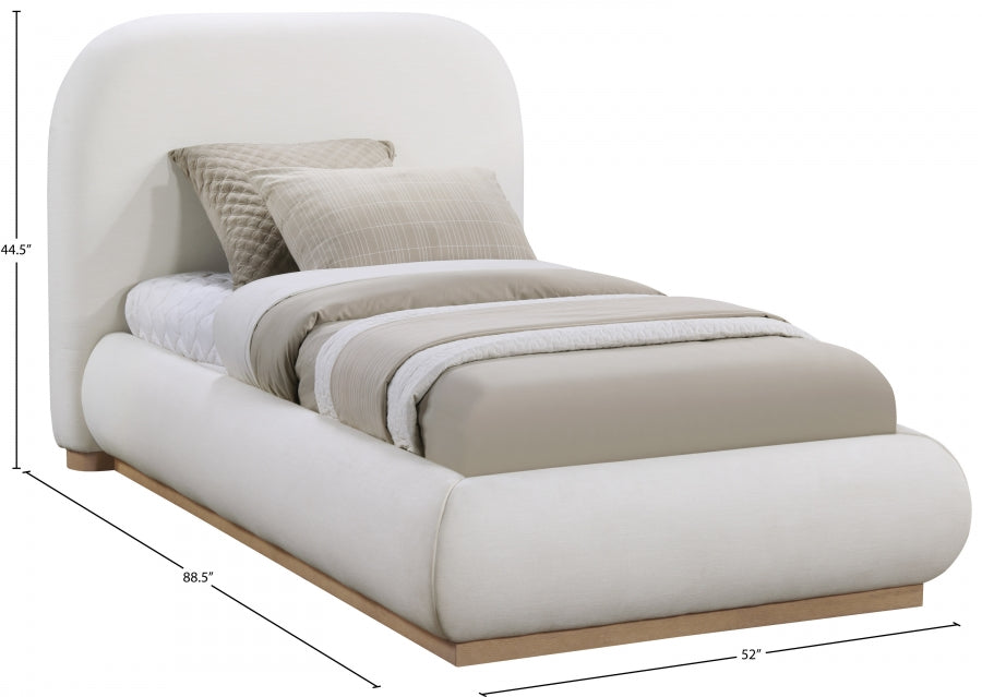 Lit simple en tissu texturé en lin Vaughn