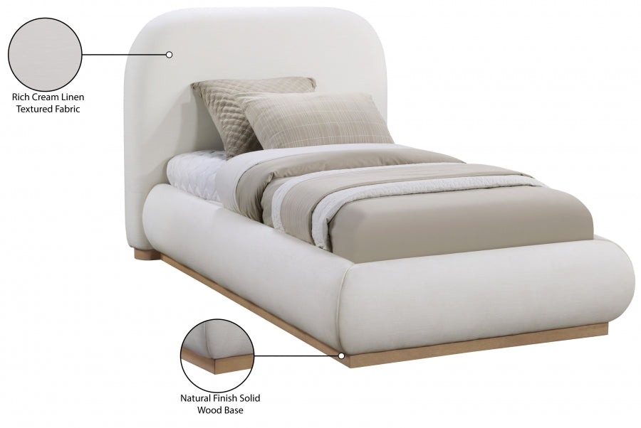 Lit simple en tissu texturé en lin Vaughn