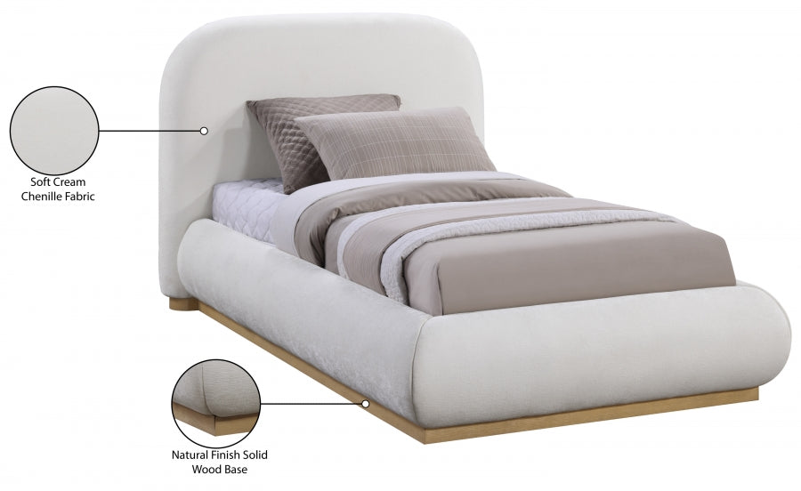 Lit simple en tissu chenille Vaughn