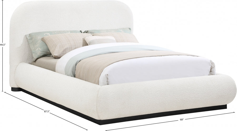 Lit double couleur crème en tissu boucle Vaughn