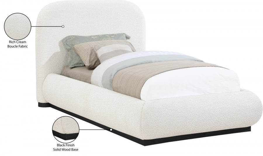 Lit simple couleur crème en tissu boucle Vaughn