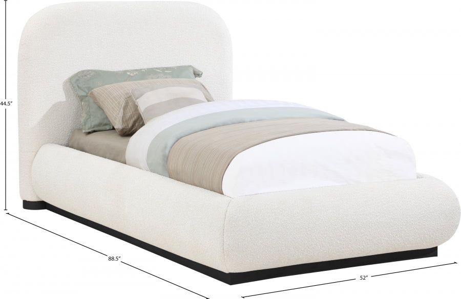 Lit simple couleur crème en tissu boucle Vaughn