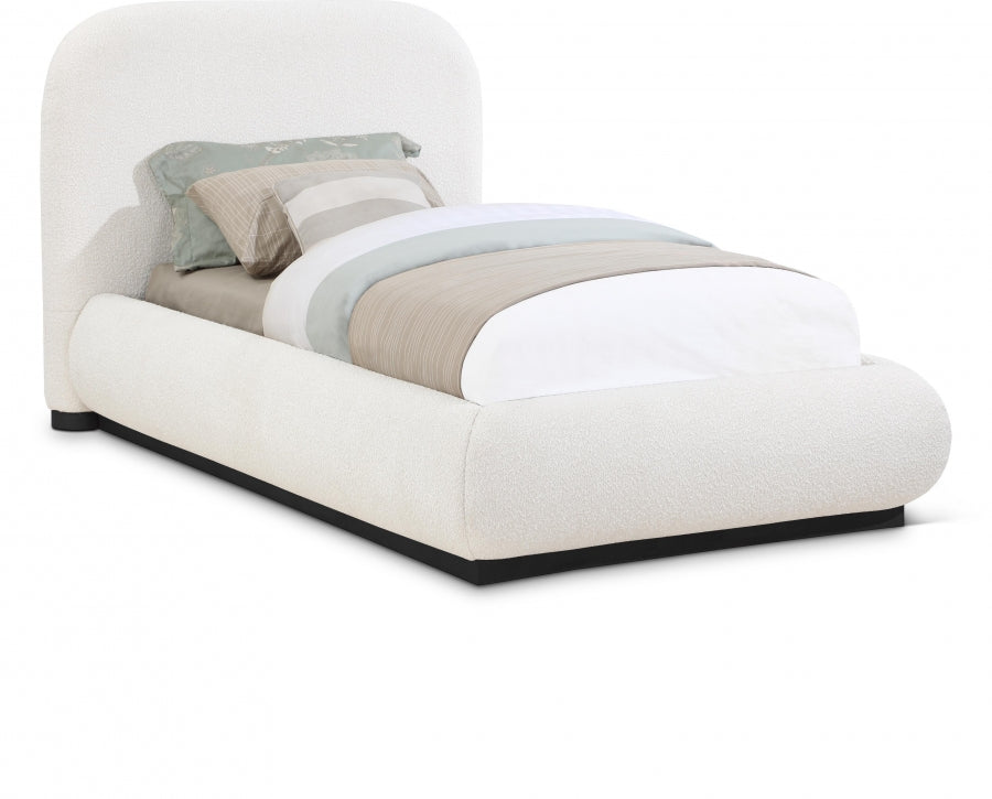 Lit simple couleur crème en tissu boucle Vaughn