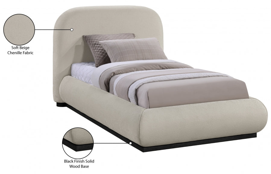 Lit simple en tissu chenille Vaughn