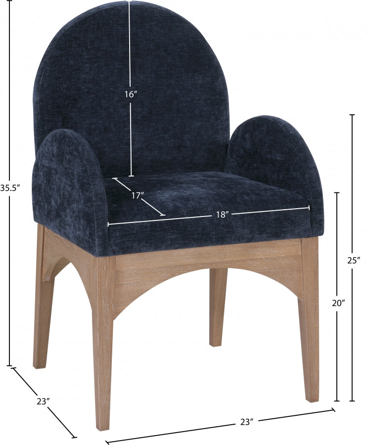 Fauteuil de salle à manger en tissu chenille Waldorf
