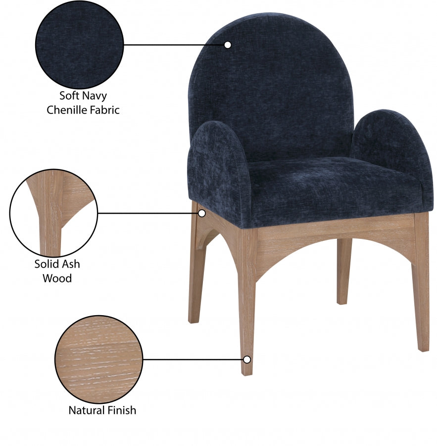 Fauteuil de salle à manger en tissu chenille Waldorf