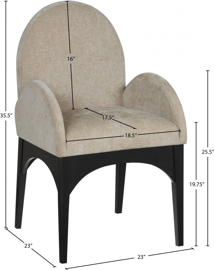 Fauteuil de salle à manger en tissu chenille Waldorf