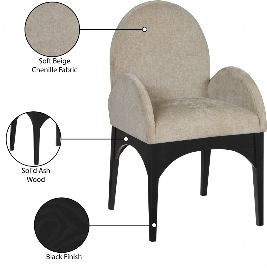 Fauteuil de salle à manger en tissu chenille Waldorf