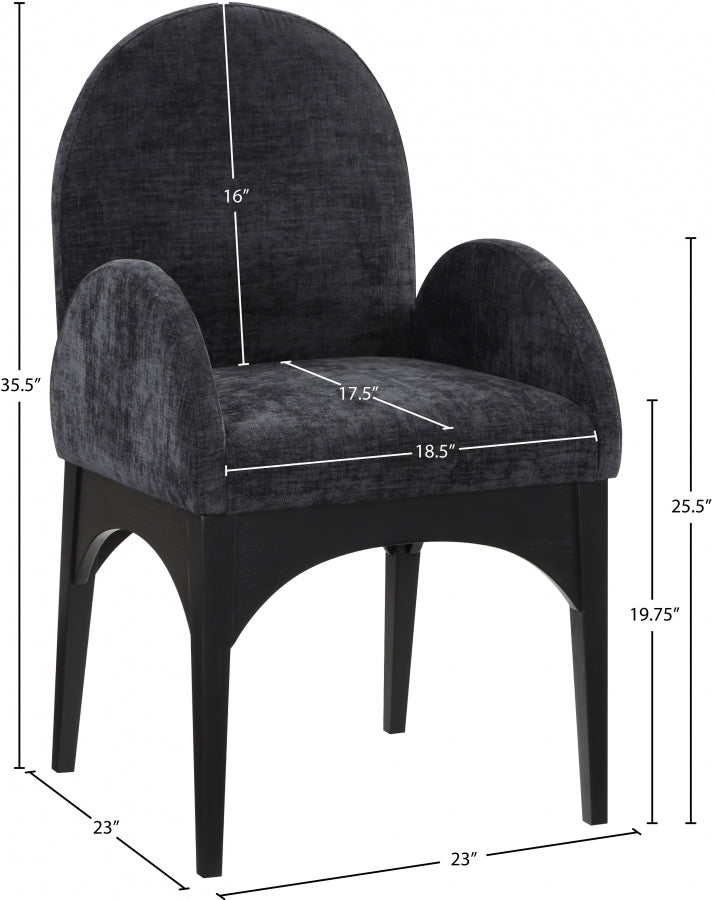 Fauteuil de salle à manger en tissu chenille Waldorf