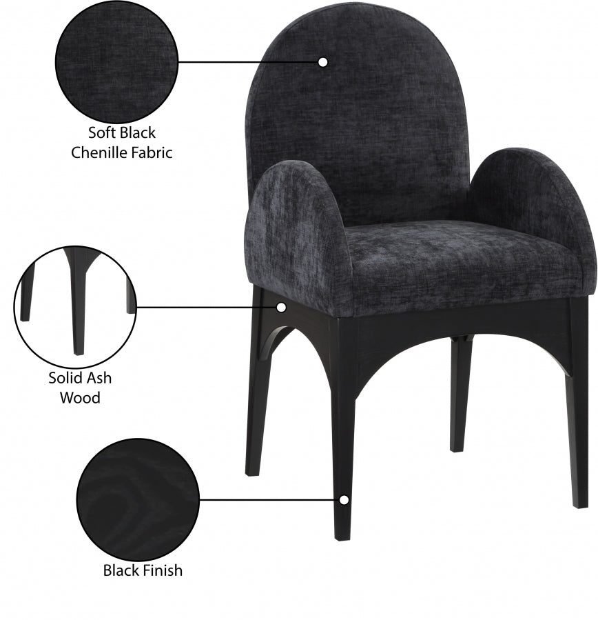 Fauteuil de salle à manger en tissu chenille Waldorf