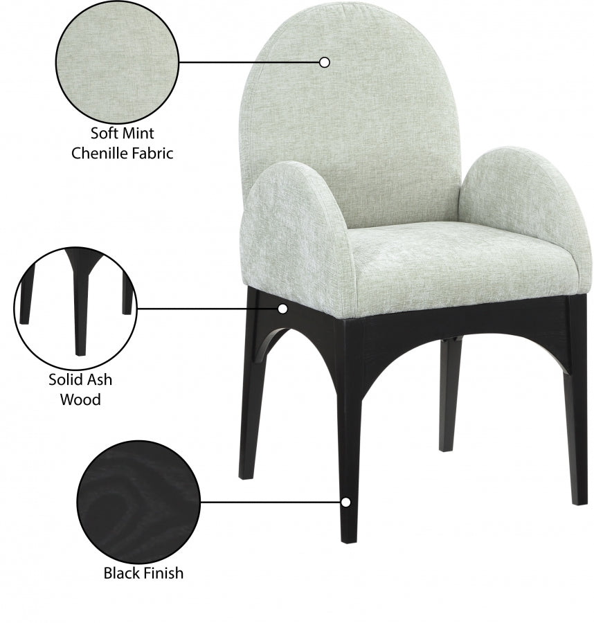 Fauteuil de salle à manger en tissu chenille Waldorf