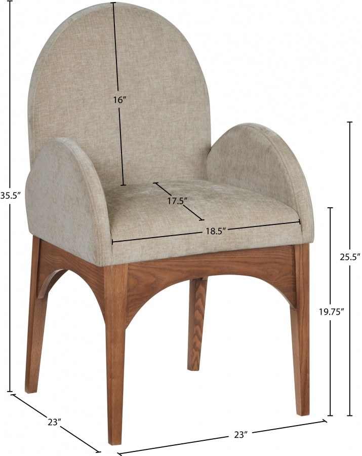 Fauteuil de salle à manger en tissu chenille Waldorf