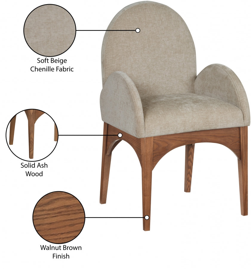 Fauteuil de salle à manger en tissu chenille Waldorf