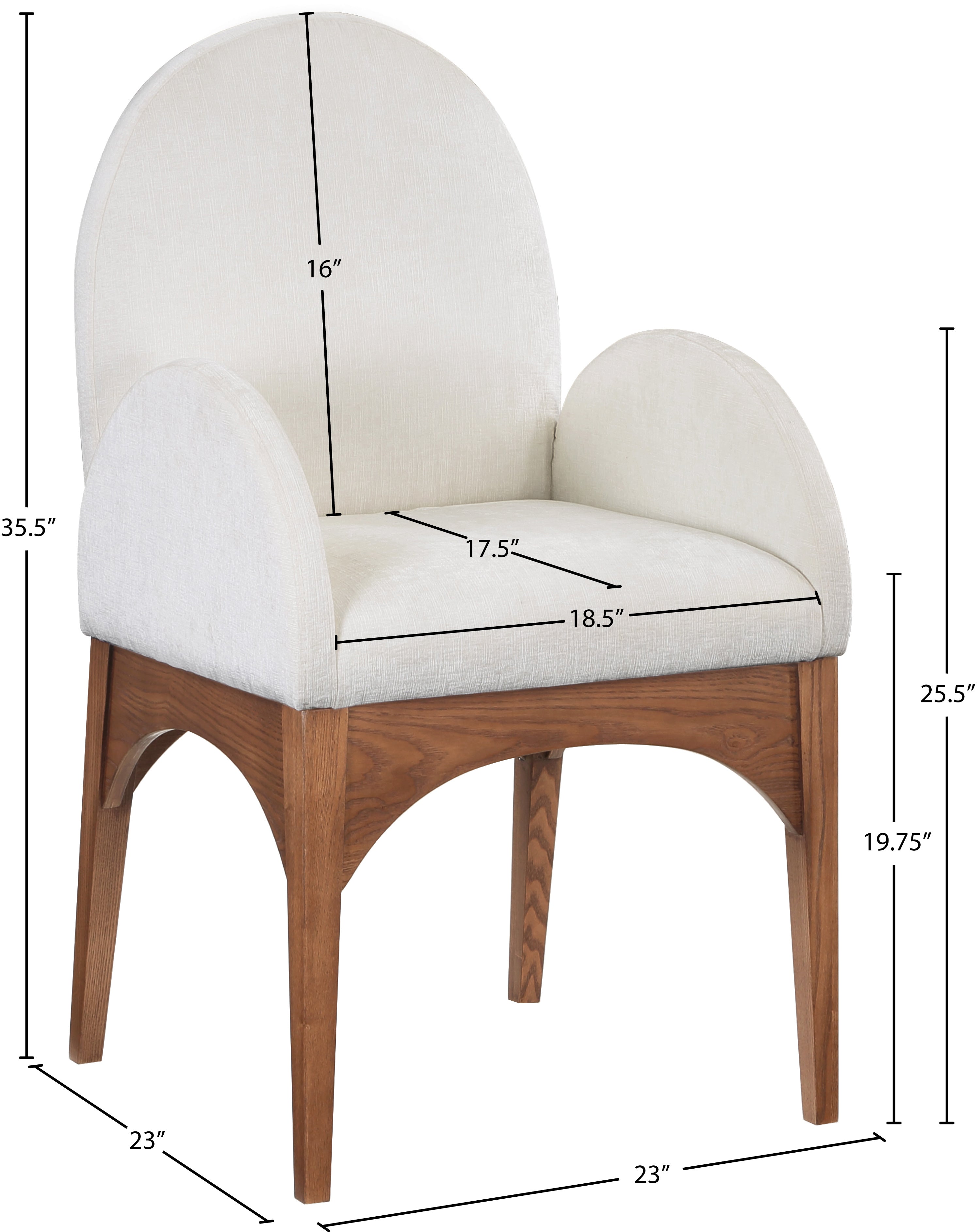 Fauteuil de salle à manger en tissu chenille Waldorf