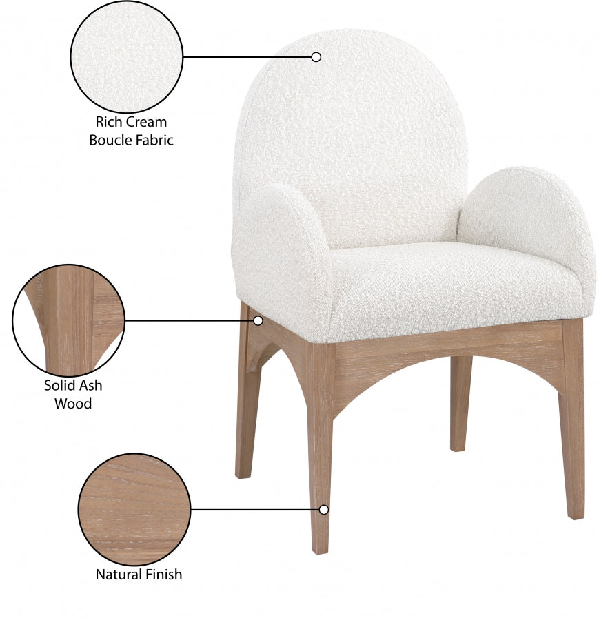 Fauteuil de salle à manger en tissu boucle Waldorf