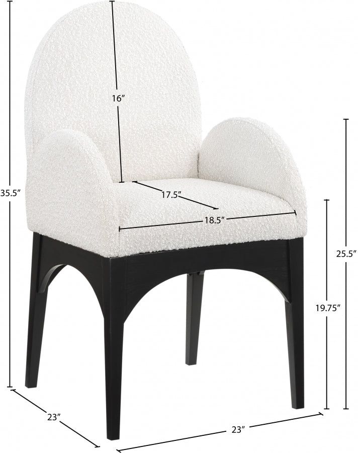 Fauteuil de salle à manger en tissu boucle Waldorf