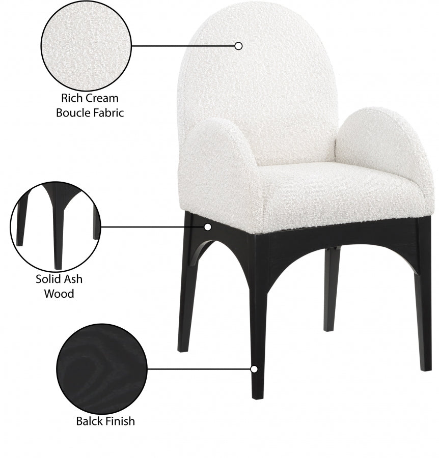 Fauteuil de salle à manger en tissu boucle Waldorf