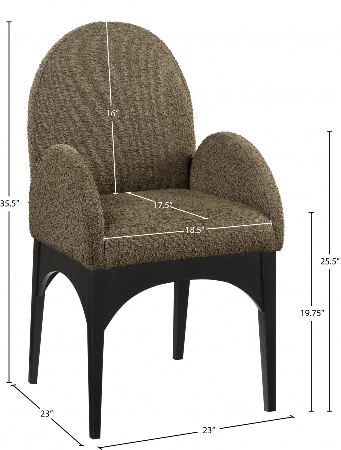 Fauteuil de salle à manger en tissu boucle Waldorf